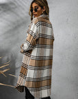 Plaid Collared Neck Long Sleeve Coat