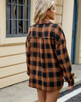 Tan Plaid Collared Neck Long Sleeve Shirt