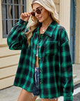 Tan Plaid Collared Neck Long Sleeve Shirt