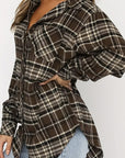 Plaid Collared Neck Long Sleeve Shirt