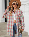 Plaid Collared Neck Long Sleeve Shirt