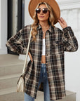 Plaid Collared Neck Long Sleeve Shirt