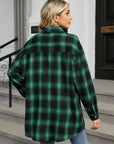 Plaid Collared Neck Long Sleeve Shirt