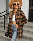 Plaid Collared Neck Long Sleeve Shirt