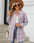 Plaid Collared Neck Long Sleeve Shirt