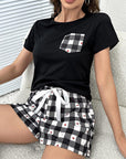 Plaid Heart Top and Shorts Lounge Set