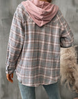 Plaid Long Sleeve Hooded Jacket