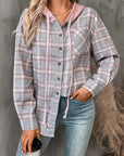 Plaid Long Sleeve Hooded Jacket