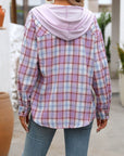 Plaid Long Sleeve Hooded Jacket