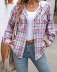 Plaid Long Sleeve Hooded Jacket