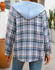 Plaid Long Sleeve Hooded Jacket