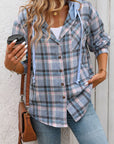 Plaid Long Sleeve Hooded Jacket