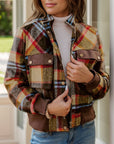 Pocketed Plaid Long Sleeve Jacket