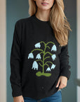 Plant Round Neck Long Sleeve Sweater