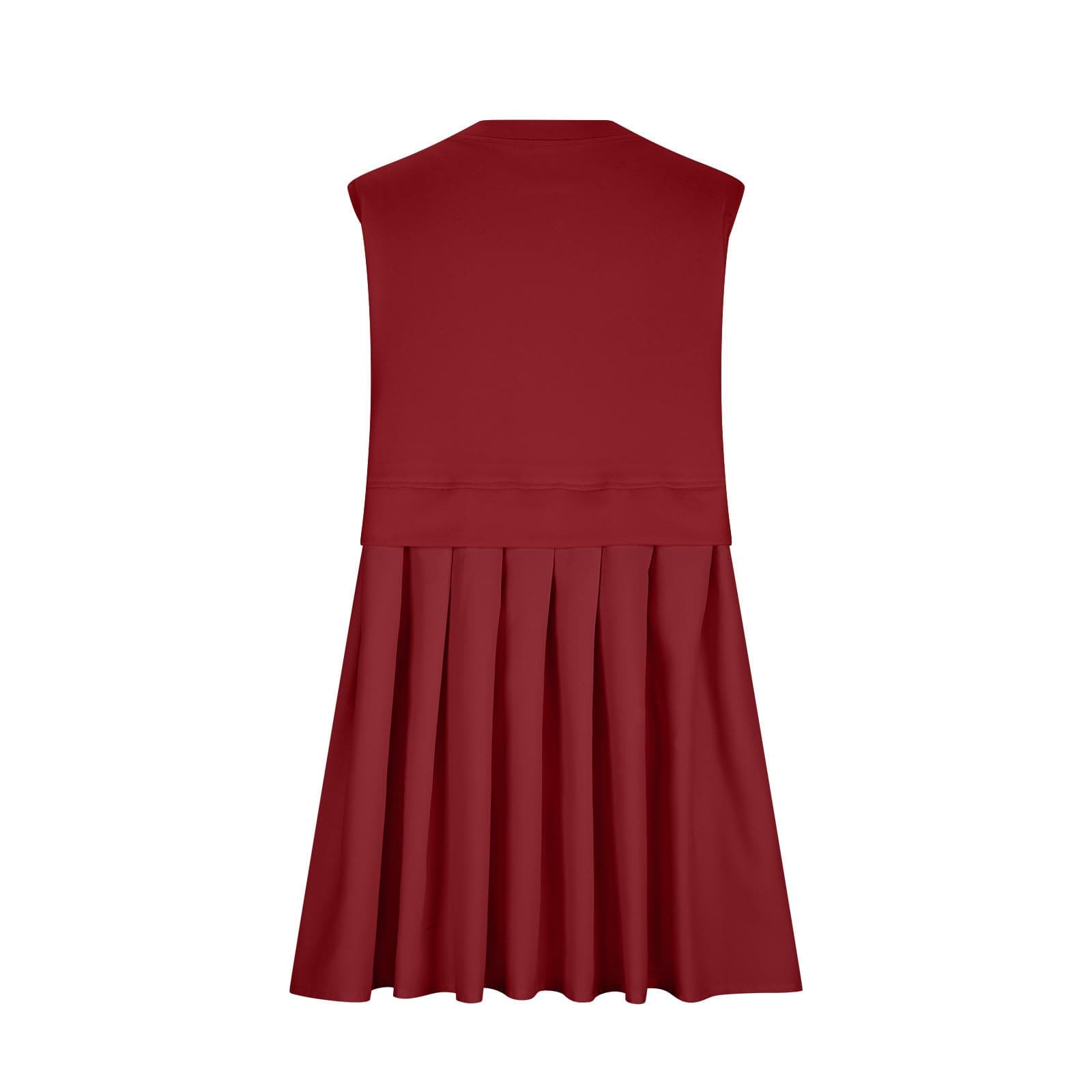 Brown Pleated Round Neck Sleeveless Mini Dress