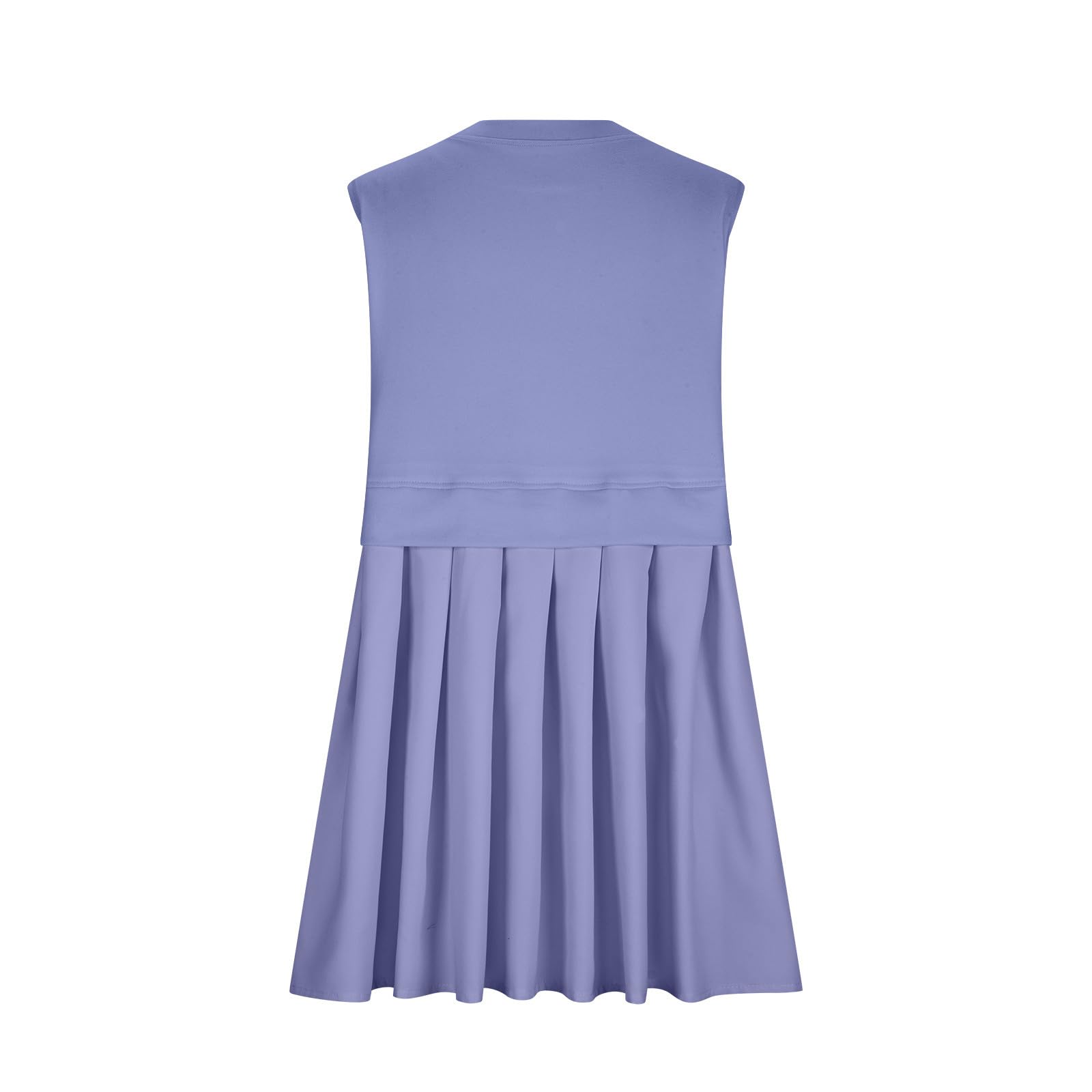 Light Slate Gray Pleated Round Neck Sleeveless Mini Dress