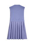 Light Slate Gray Pleated Round Neck Sleeveless Mini Dress