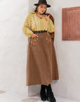 Plus Size Embroidered Pocketed High Waist Skirt