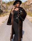 Plus Size Embroidery Open Front Long Sleeve Cardigan