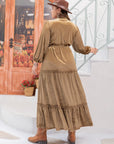 Plus Size Frill Tie Neck Long Sleeve Dress