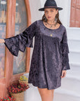 Plus Size Round Neck Flounce Sleeve Mini Dress