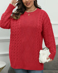 Plus Size Round Neck Long Sleeve Sweater