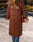 Pocketed Bubble Texture Long Sleeve Longline Winter Coat