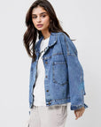 Pocketed Button Up Long Sleeve Denim Top