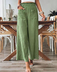 Dim Gray Pocketed Elastic Waist Wide Leg Pants