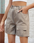 Pocketed High Waist Denim Shorts