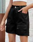 Pocketed High Waist Denim Shorts