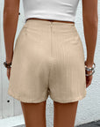 Gray Pocketed High Waist Shorts with Zip