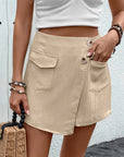 Rosy Brown Pocketed High Waist Shorts with Zip