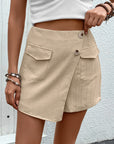 Rosy Brown Pocketed High Waist Shorts with Zip