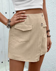 Gray Pocketed High Waist Shorts with Zip