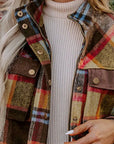 Pocketed Plaid Long Sleeve Jacket