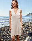 Light Gray Pocketed Slit V-Neck Sleeveless Dress