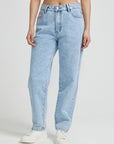 Light Gray Pocketed Straight Leg Jeans