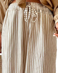 Rosy Brown Pocketed Striped Wide Leg Pants