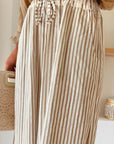 Rosy Brown Pocketed Striped Wide Leg Pants