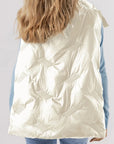 Pocketed Textured Zip Up Vest Coat