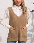 Light Gray Pocketed V-Neck Sweater Vest