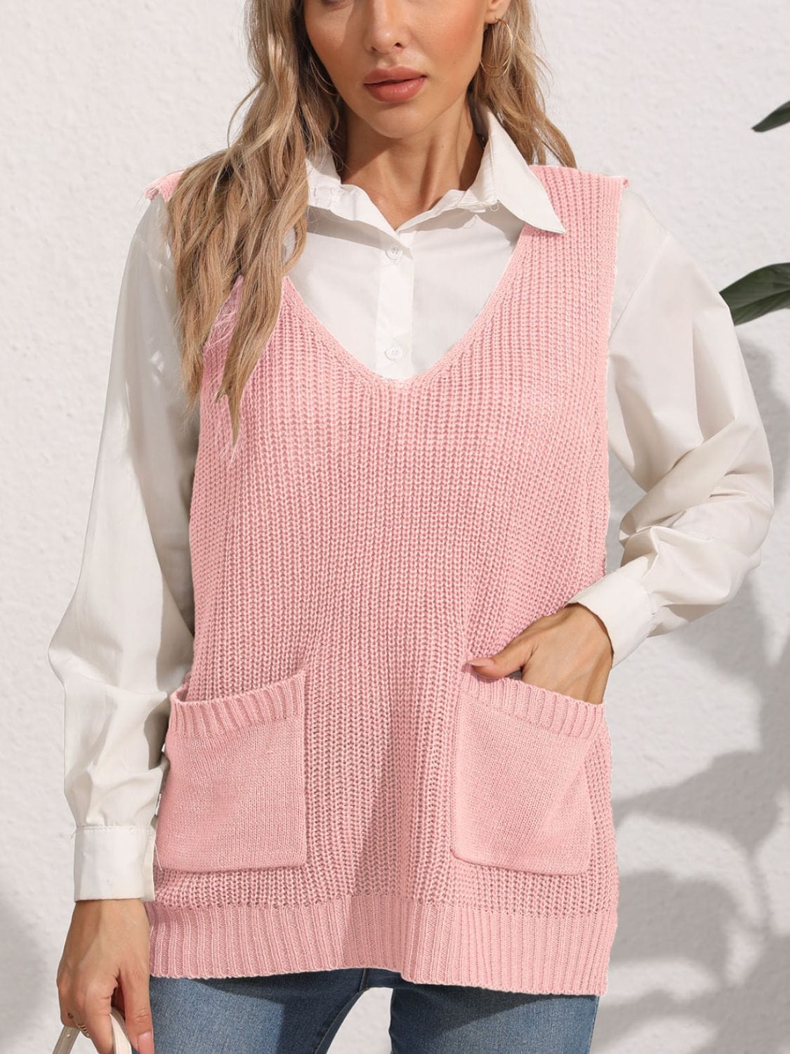 Thistle Pocketed V-Neck Sweater Vest