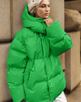 Pocketed Zip Up Hooded Puffer Jacket