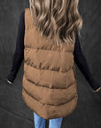 Dark Slate Gray Pocketed Zip Up Vest Coat