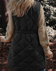 Black Pocketed Zipper and Button Vest Coat