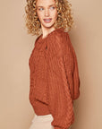 Tan POL Cable Knit Cutout Long Sleeve Sweater