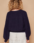 Black POL Cable Knit Cutout Long Sleeve Sweater