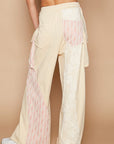 POL Crochet Contrast Drawstring Wide Leg Pants