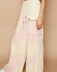 POL Crochet Contrast Drawstring Wide Leg Pants